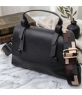 Люксовая сумка для женщин с короткой ручкой из натуральной кожи Vintage 22670 Черная