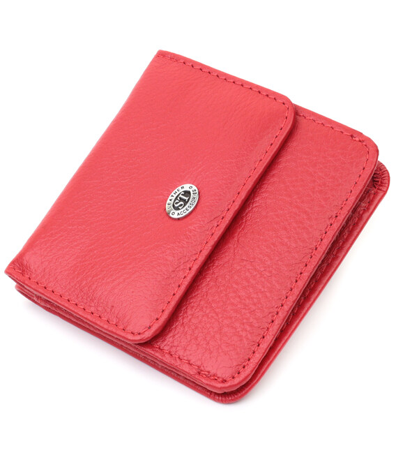 Женский компактный кошелек с карманом для монет из натуральной кожи ST Leather 22689 Красный фото