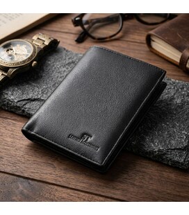 Чоловіче шкіряне портмоне для карток купюр та монет ST Leather 22733 Чорне