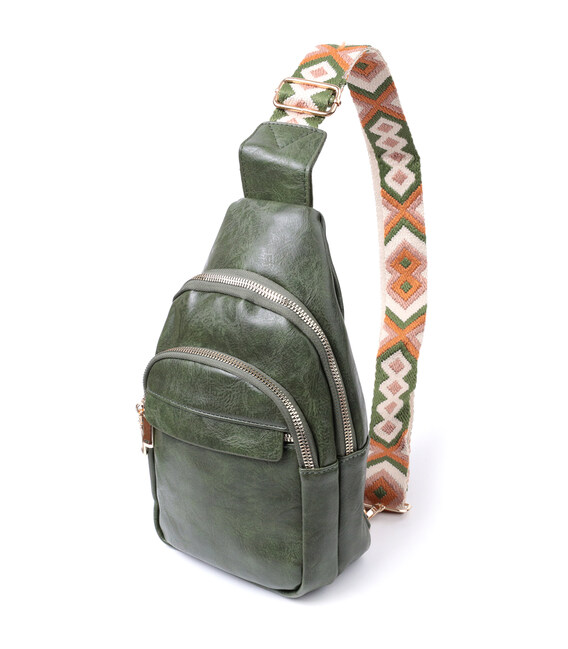 Сумка компактного размера с одной лямкой через плечо из гладкой экокожи Vintage 22771 Зеленый фото