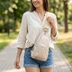 Стильная женская сумка из экокожи с акцентом на текстильную лямку Vintage 22774 Белый фото