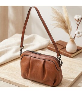 Женская сумка с драпировкой из натуральной кожи Vintage 22895 Коричневый фото