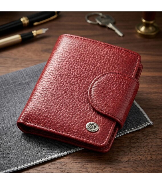Женский кожаный кошелек для карт купюр и монет ST Leather 18499 Красный фото