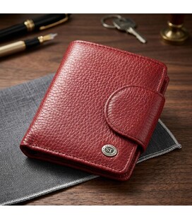 Жіночий шкіряний гаманець для карток купюр та монет ST Leather 18499 Червоний