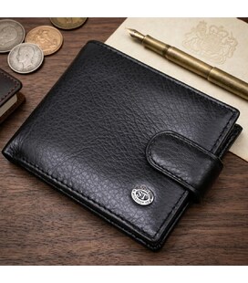 Мужской кожаный купюрник для карт купюр и монет ST Leather 18308 Черный фото