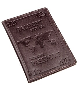 Шкіряна обкладинка на паспорт з картою і рамкою SHVIGEL 13983 Коричнева