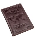 Шкіряна обкладинка на паспорт з картою і рамкою SHVIGEL 13983 Коричнева