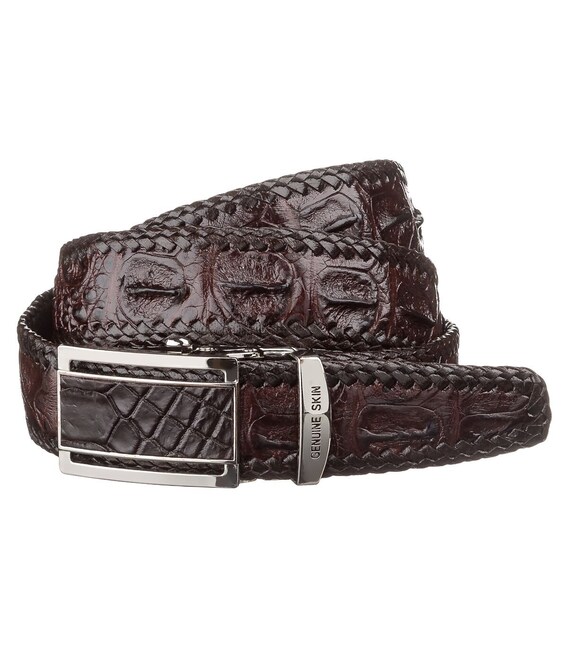 Ремень-автомат CROCODILE LEATHER 18171 из натуральной кожи крокодила Коричневый фото