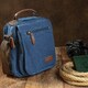 Универсальная текстильная мужская сумка на два отделения Vintage 20201 Синяя фото