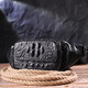 Стильная поясная сумка из натуральной кожи с фактурой под крокодила 21297 Vintage Черная фото