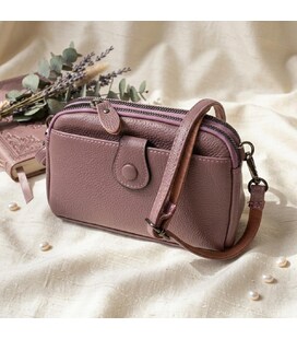 Замечательная сумка-клатч в стильном дизайне из натуральной кожи 22126 Vintage Пудровая фото