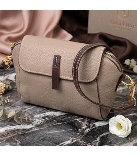 Стильна жіноча компактна сумка з натуральної шкіри Vintage 22267 Бежева