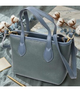 Елегантна сумка з двома ручками з натуральної шкіри Vintage 22282 Блакитна