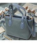 Элегантная сумка с двумя ручками из натуральной кожи Vintage 22282 Голубая