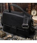 Сумка сетчел у класичному кольорі для жінок з натуральної шкіри Vintage 22291 Чорна