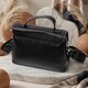 Сумка сэтчел в классическом цвете для женщин из натуральной кожи Vintage 22291 Черная фото