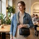 Сумка прямоугольная для женщин на два отделения из натуральной кожи Vintage 22343 Черная фото