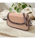 Сумка для женщин с фактурным клапаном из натуральной кожи Vintage 22373 Бежевая