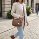 Модная сумка на каждый день с двумя отделениями из натуральной кожи Vintage 22596 Коричневый фото
