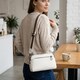 Женская прямоугольная сумка с карманами из натуральной кожи Vintage 22598 Белая фото
