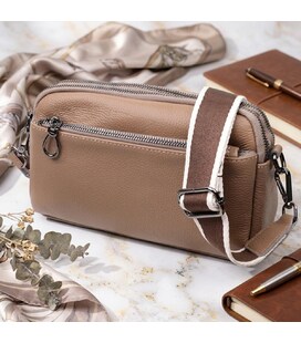 Женская стильная сумка из натуральной кожи Vintage 22599 Бежевая фото