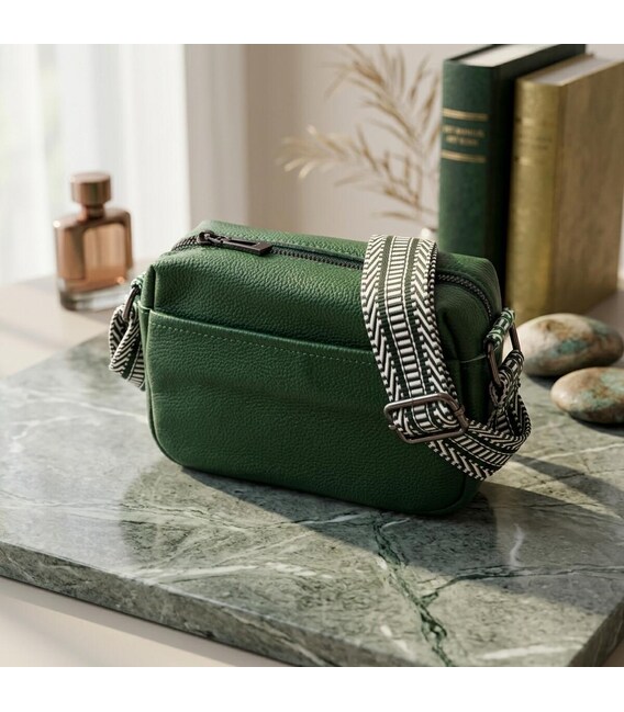 Сумка на одне відділення для стильних жінок із натуральної шкіри Vintage 22603 Зелена