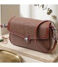 Женская сумка с фактурным клапаном из натуральной кожи Vintage 22621 Коричневая