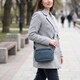 Оригинальная женская сумка с накладным карманом из натуральной кожи Vintage 22641 Синяя фото