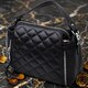 Трендовая сумка для женщин в ромбы из натуральной кожи Vintage 22667 Черная фото