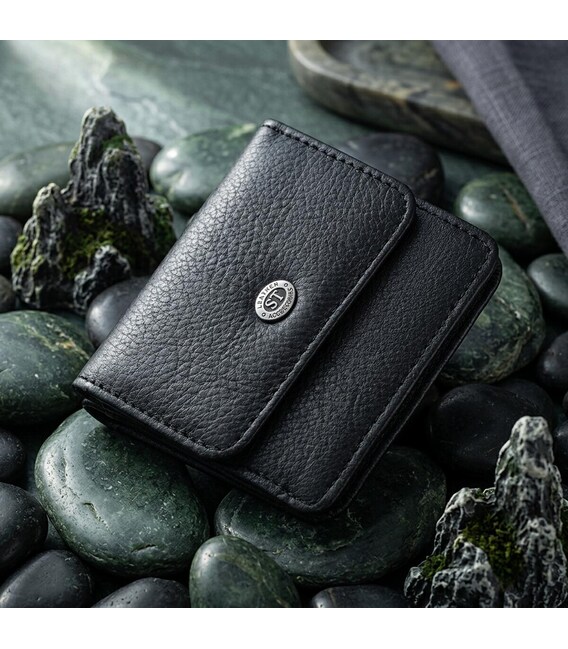 Женский кожаный кошелек для карт купюр и монет ST Leather 22690 Черный фото