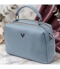 Сумка жіноча з двома секціями з натуральної шкіри Vintage 22920 Блакитний