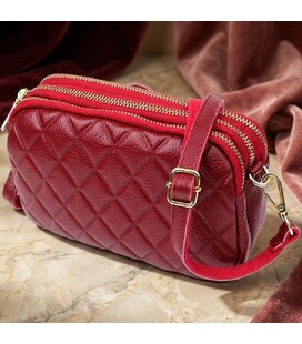 Сумка на три отделения для женщин из натуральной кожи Vintage 22889 Бордовый фото