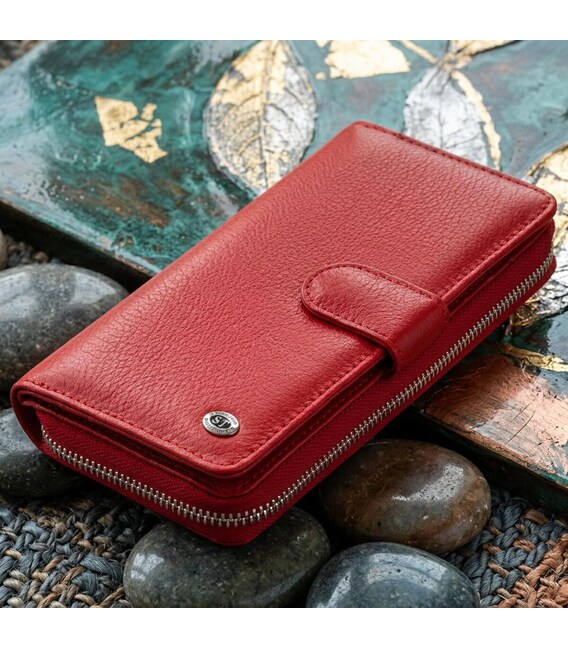 Женский кожаный кошелек для карт и купюр ST Leather 19306 Красный фото
