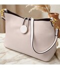 Кожаная женская сумка с оригинальной застежкой пуговкой Vintage 22321 Белая