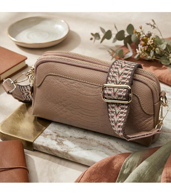 Жіноча сумка на два відділення з натуральної шкіри Vintage 22356 Бежева