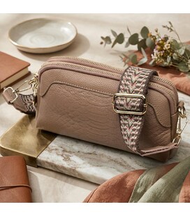 Женская сумка на два отделения из натуральной кожи Vintage 22356 Бежевая фото