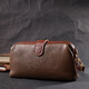 Красивый клатч с интересной защелкой из натуральной кожи Vintage 22425 Коричневый фото