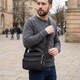 Текстильная мужская сумка через плечо для документов и города FABRA 22577 Черная фото