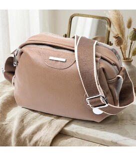 Сумка на каждый день с двумя отделениями из натуральной кожи Vintage 22594 Бежевый фото