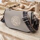 Красивая женская сумка с вышивкой на лицевой стороне из натуральной кожи Vintage 22626 Серая фото