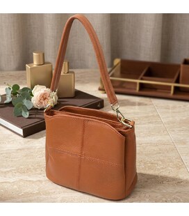 Женская сумка на три отделения из натуральной кожи Vintage 22975 Рыжий фото