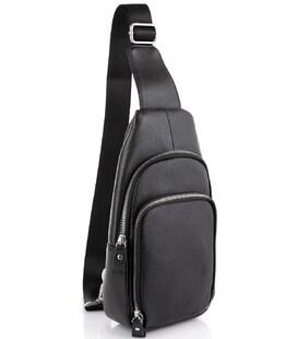Кожаный черный слинг через плечо Tiding Bag A25F-5058A