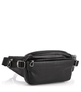 Сумка на пояс из натуральной кожи черная Tiding Bag 1001A фото