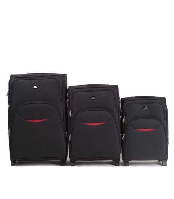 Набір Валіз Wings 1708 чорний 2 колесний - картинка, зображення, фото валізи