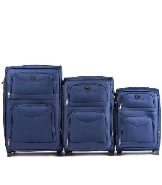 Набор Чемоданов Wings 6802 синий 2 колесный фото, картинка, изображение