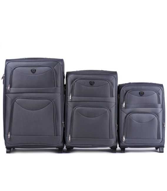 Набор Чемоданов Wings 6802 серый 2 колесный фото, картинка, изображение