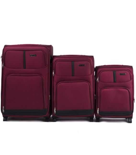 Набор Чемоданов Wings 206 бордовый 2 колесный фото, картинка, изображение