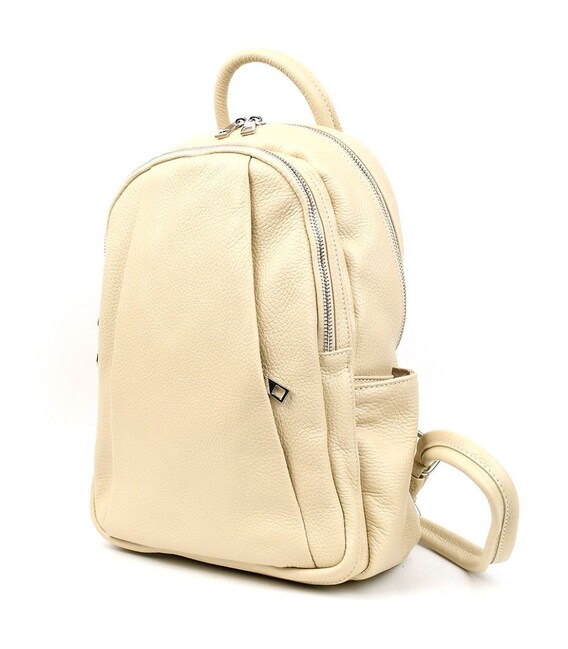 Шкіряний жіночий рюкзак Virginia Conti Italy - 02443_beige бежевий