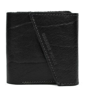 Шкіряне портмоне чорне глянсове Grande Pelle 910410 з монетницею