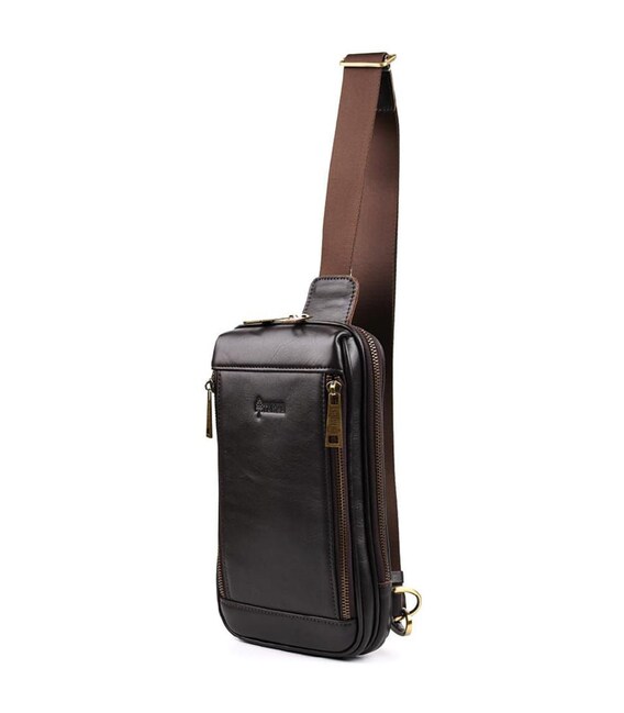 Чоловіча сумка бізнес слінг, діловий стиль TARWA GC-1536-4lx коричнева